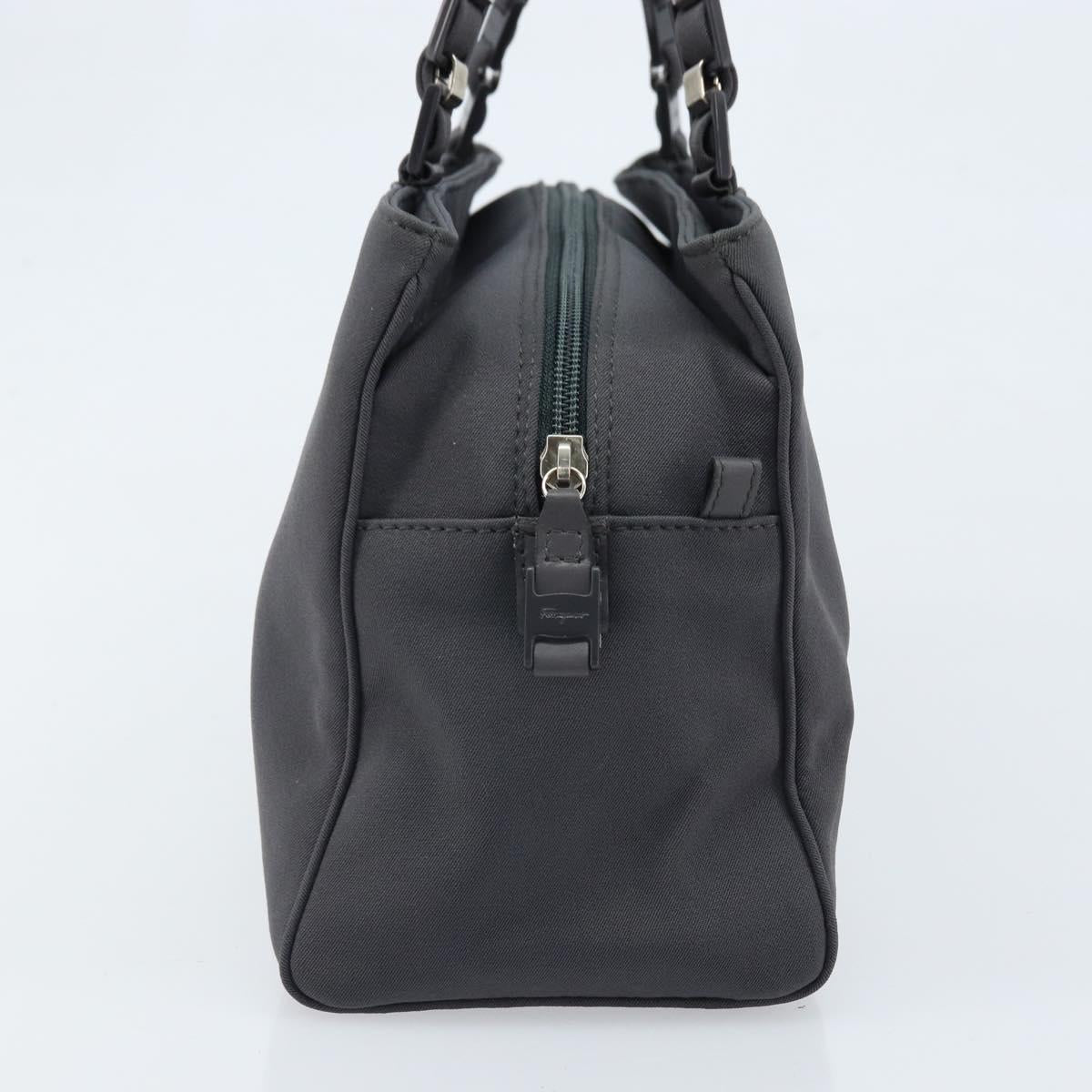 Salvatore Ferragamo Hand Bag Canvas Gray Auth ka3010