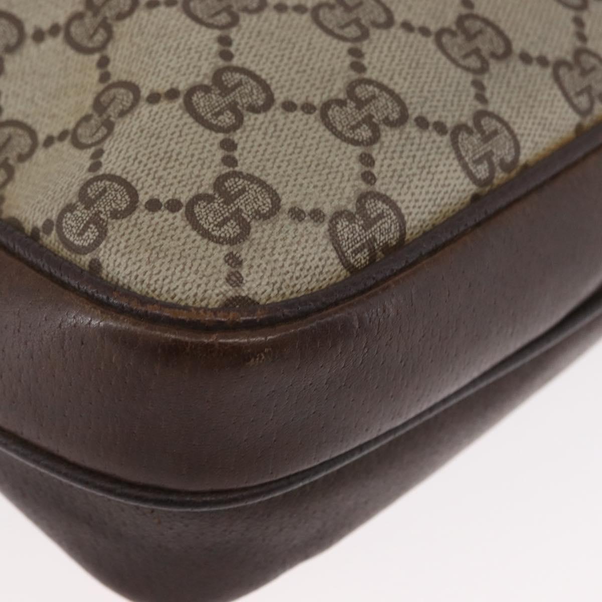 GUCCI GG Supreme Shoulder Bag PVC Beige Gold Auth ka3015