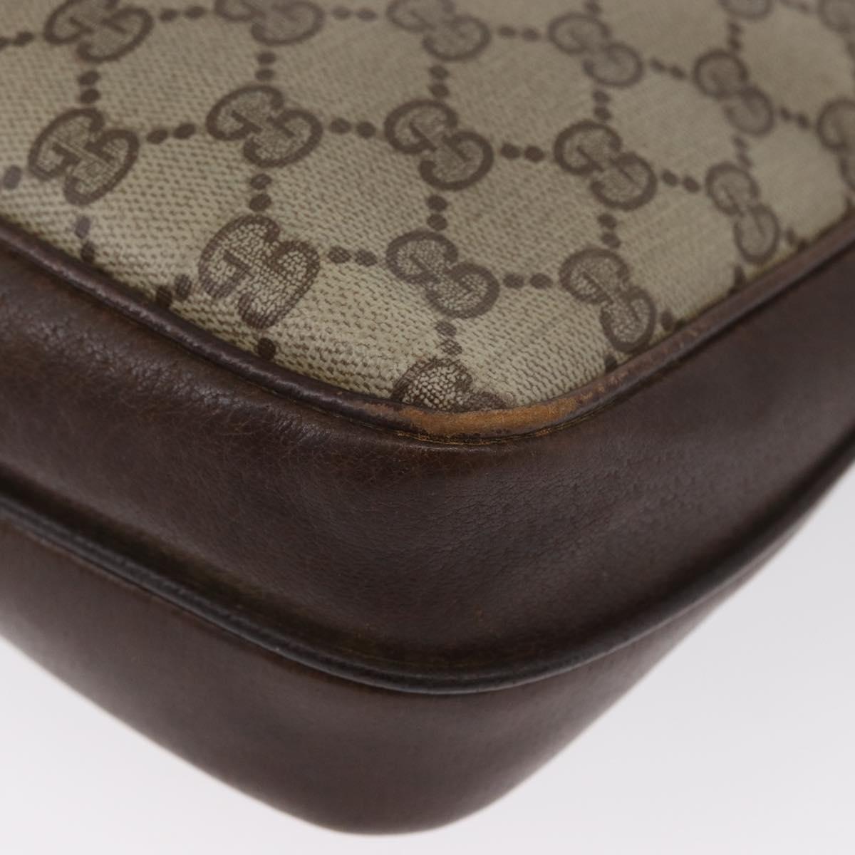 GUCCI GG Supreme Shoulder Bag PVC Beige Gold Auth ka3015