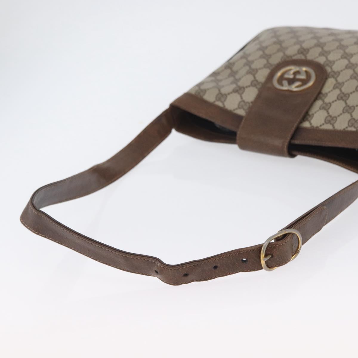 GUCCI GG Supreme Shoulder Bag PVC Beige Gold Auth ka3015