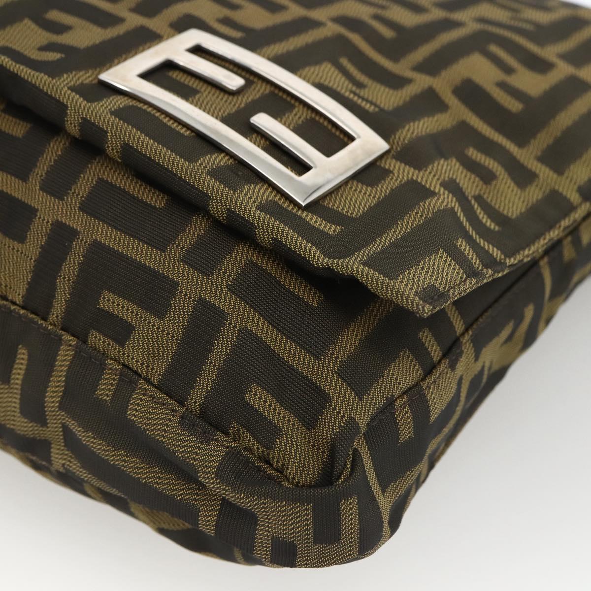 FENDI Zucca Canvas Shoulder Bag Black Brown Auth ka3016