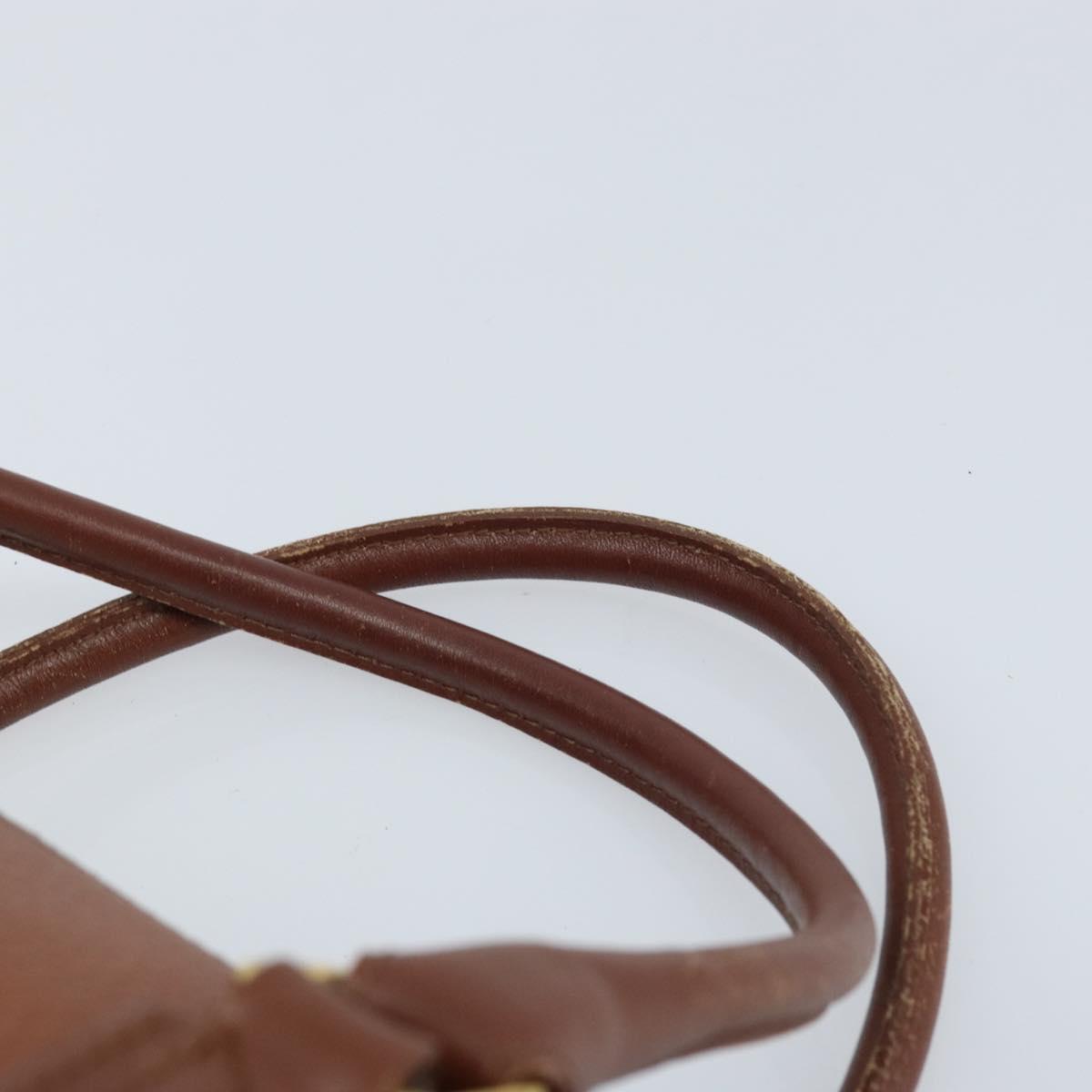 Burberrys Hand Bag Leather Brown Gold Auth ka3026