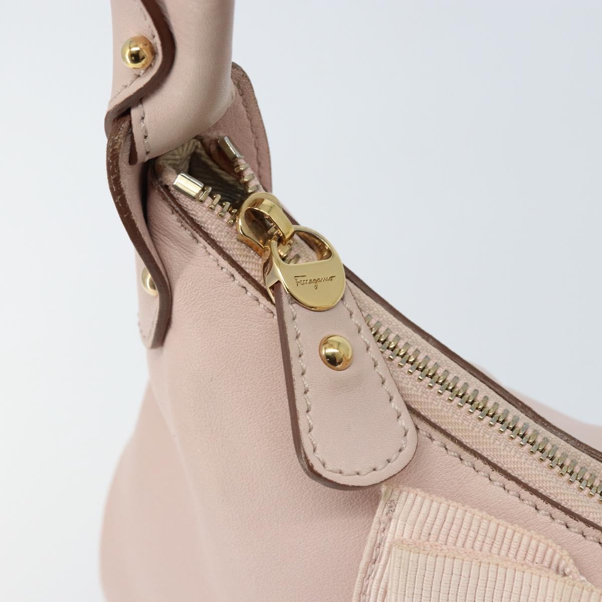 Salvatore Ferragamo Shoulder Bag Leather Pink Gold Auth ka3027