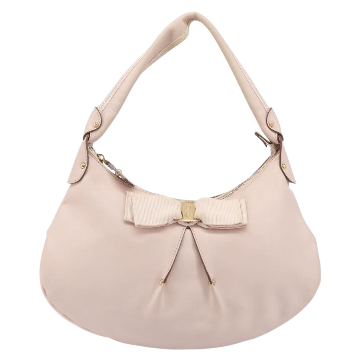Salvatore Ferragamo Shoulder Bag Leather Pink Gold Auth ka3027