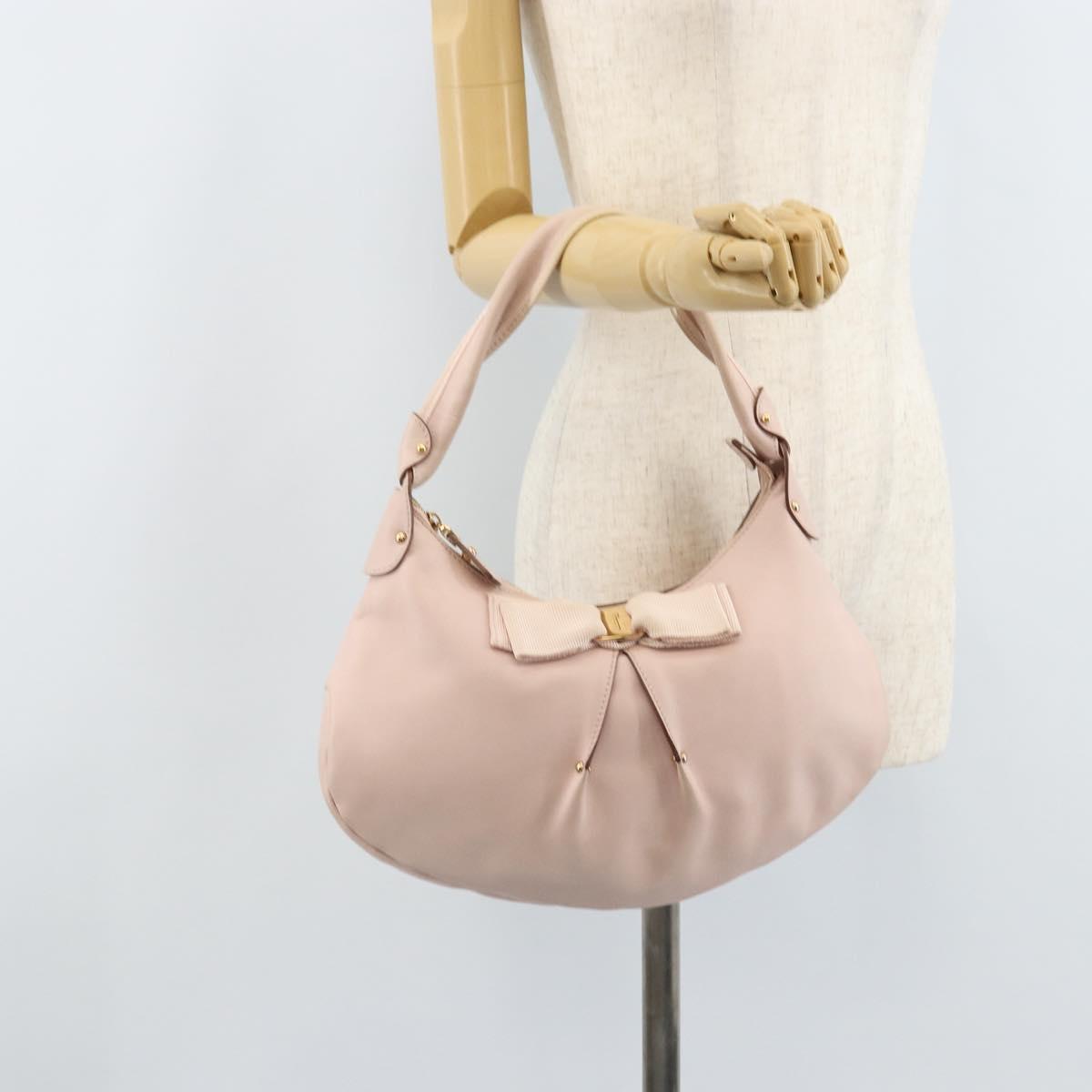 Salvatore Ferragamo Shoulder Bag Leather Pink Gold Auth ka3027