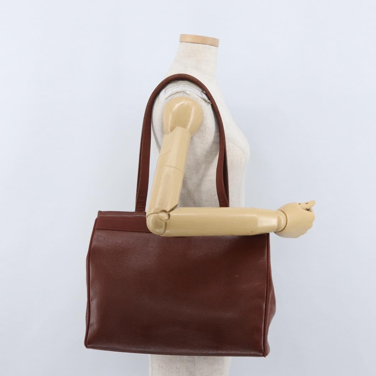 Salvatore Ferragamo Tote Bag Leather Brown Gold Auth ka3028