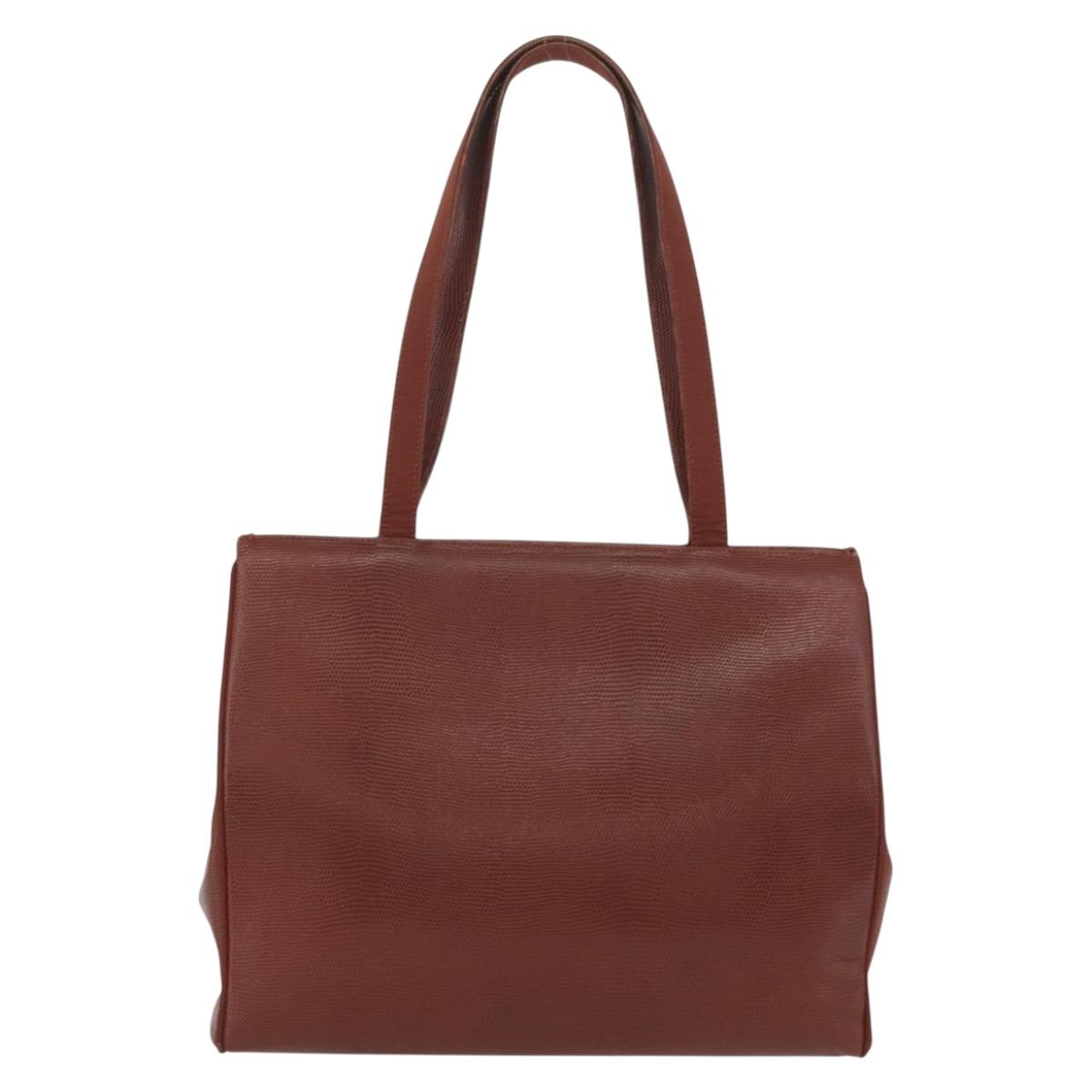 Salvatore Ferragamo Tote Bag Leather Brown Gold Auth ka3028