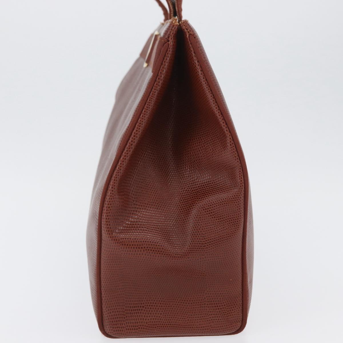 Salvatore Ferragamo Tote Bag Leather Brown Gold Auth ka3028