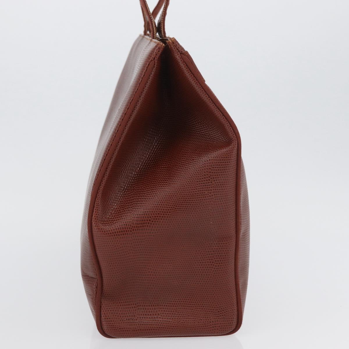 Salvatore Ferragamo Tote Bag Leather Brown Gold Auth ka3028
