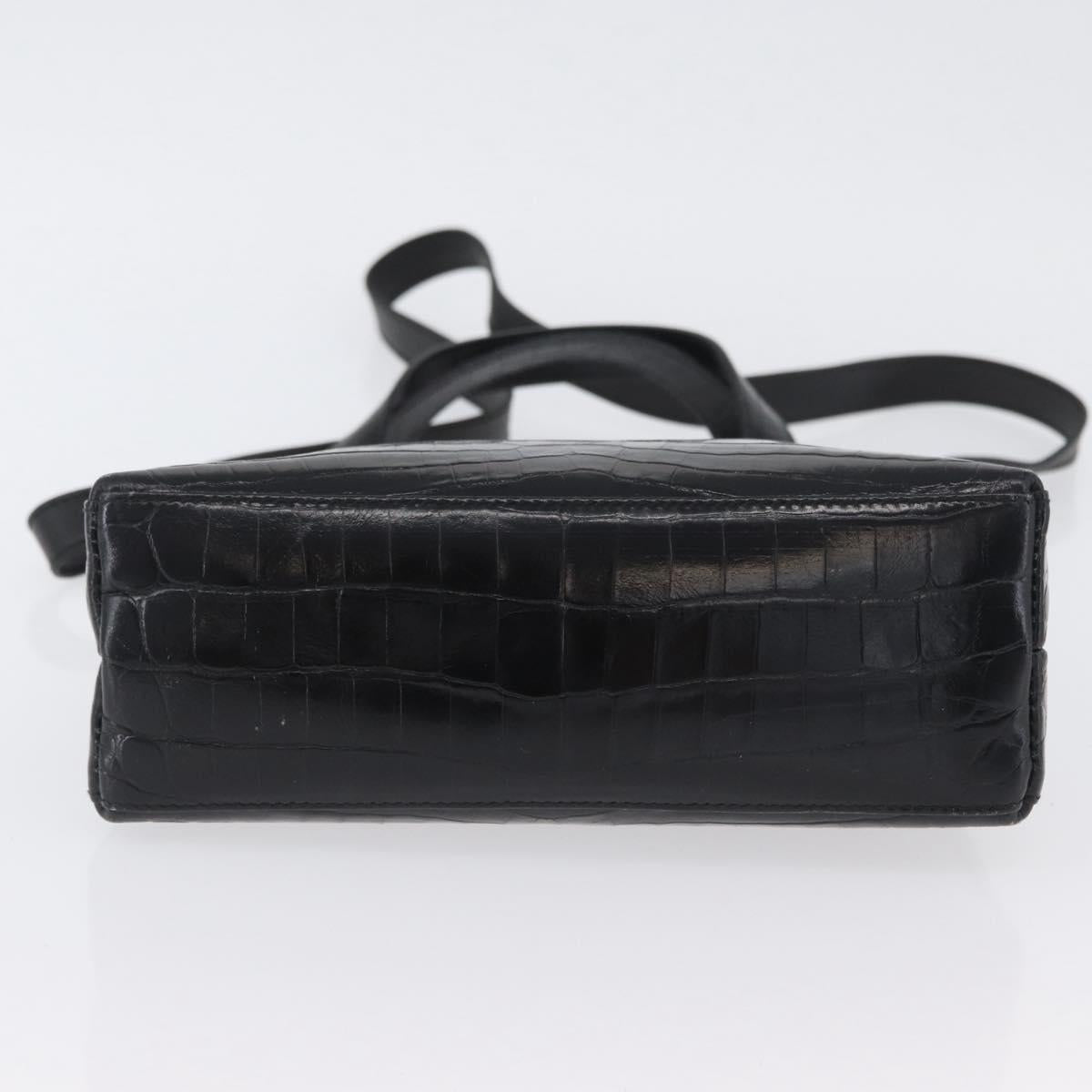 Salvatore Ferragamo Hand Bag Leather 2way Black Gold Auth ka3030