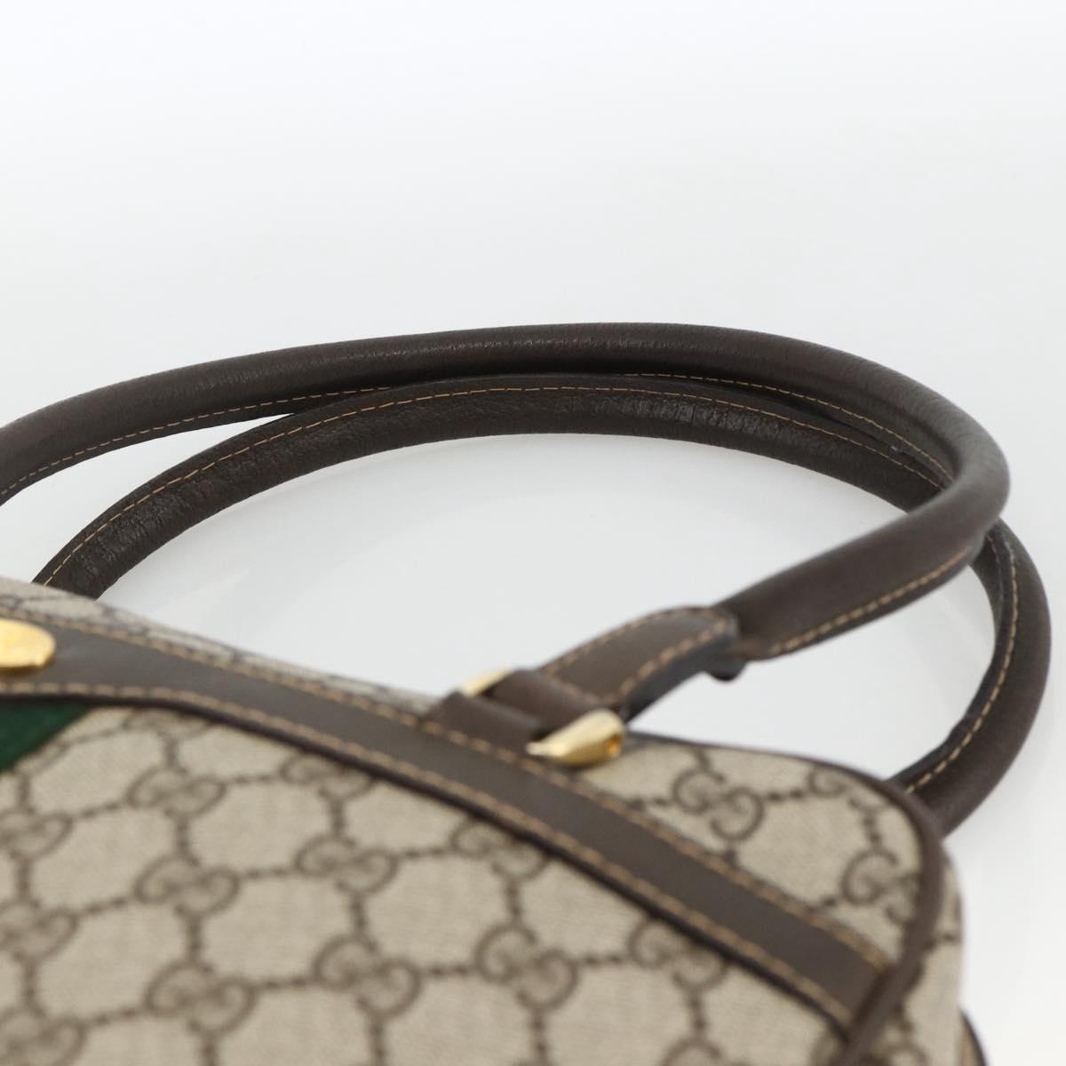 GUCCI GG Supreme Web Sherry Line Hand Bag PVC Beige Gold 010 378 Auth ka3033