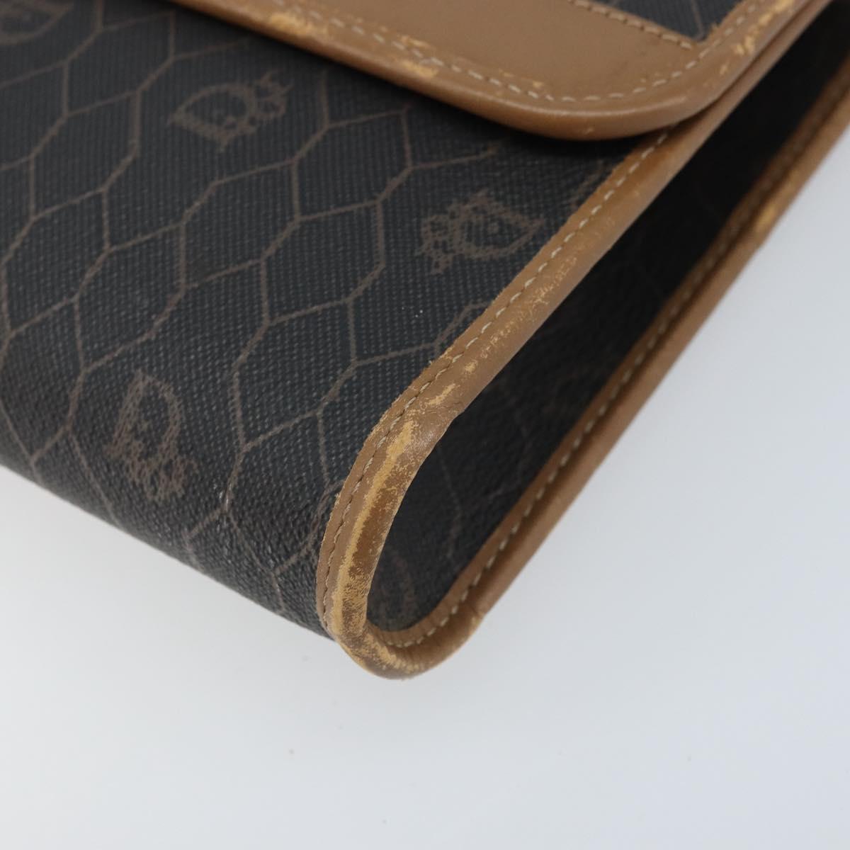 Christian Dior Honeycomb Canvas Chain Shoulder Bag PVC Black Gold Auth ka3038