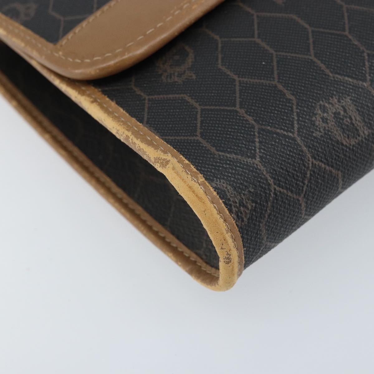 Christian Dior Honeycomb Canvas Chain Shoulder Bag PVC Black Gold Auth ka3038