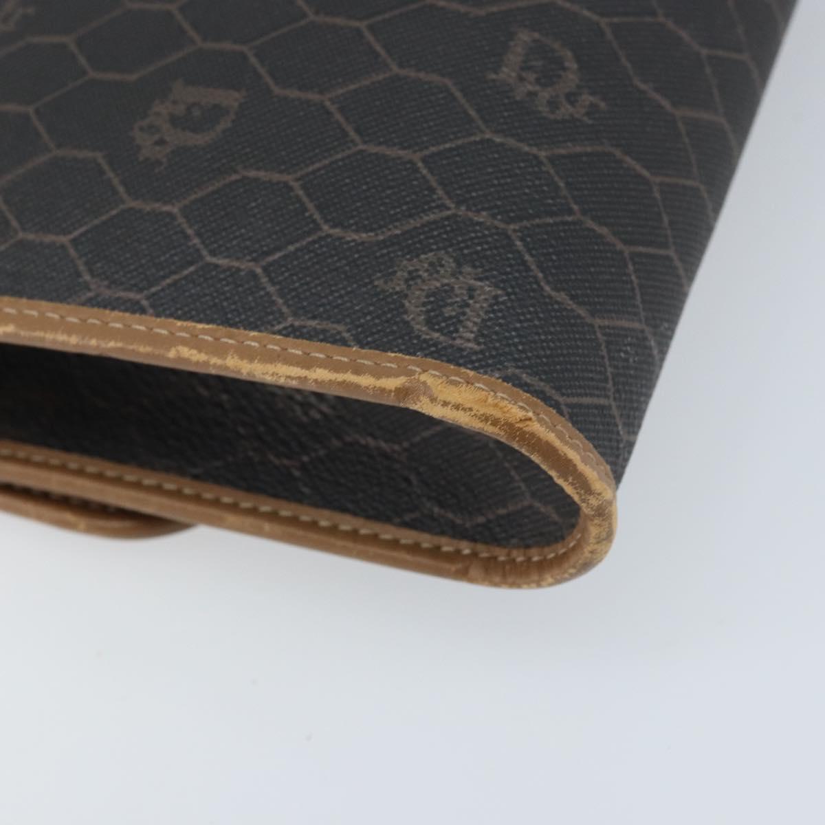 Christian Dior Honeycomb Canvas Chain Shoulder Bag PVC Black Gold Auth ka3038