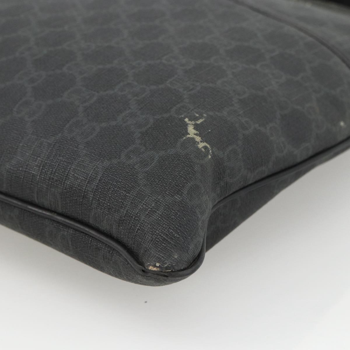 GUCCI GG Supreme Shoulder Bag PVC Black Silver 162904 Auth ka3041
