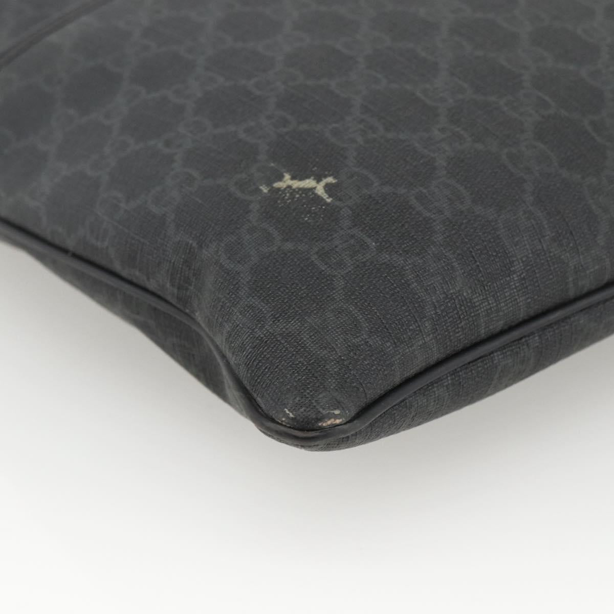 GUCCI GG Supreme Shoulder Bag PVC Black Silver 162904 Auth ka3041