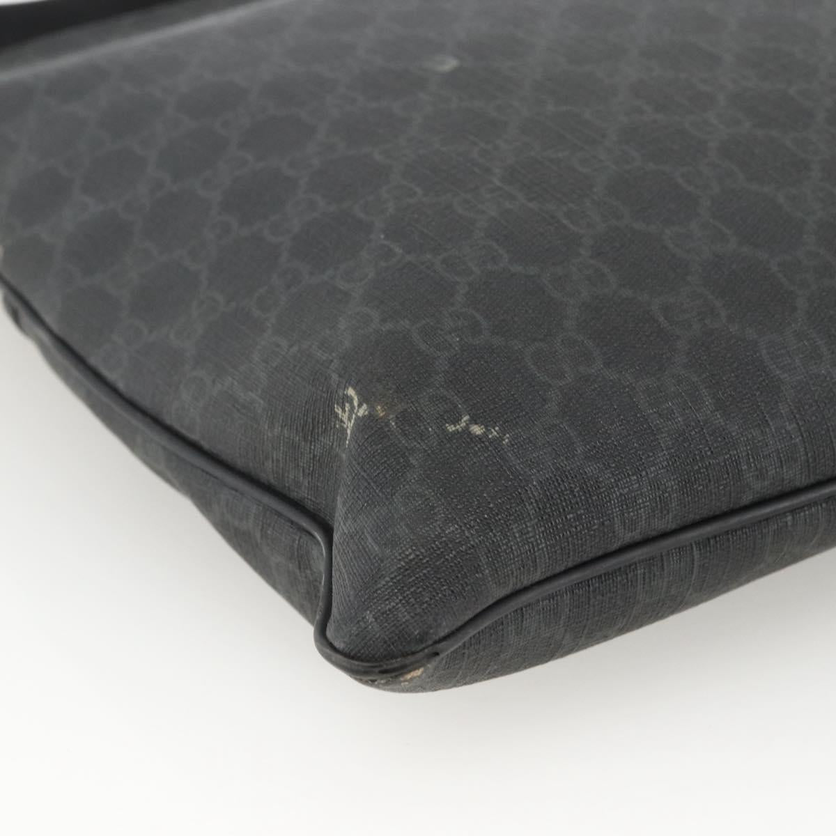 GUCCI GG Supreme Shoulder Bag PVC Black Silver 162904 Auth ka3041