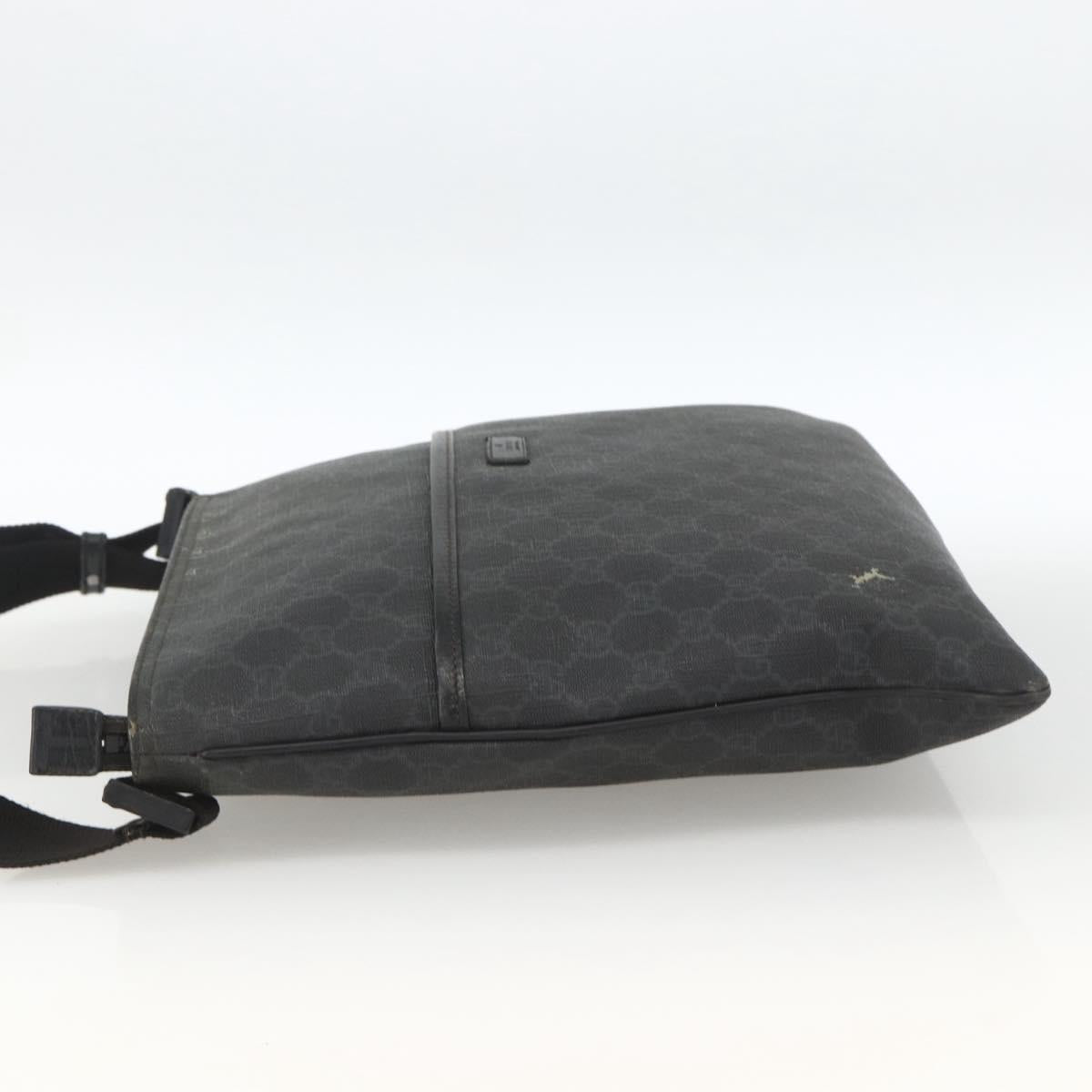 GUCCI GG Supreme Shoulder Bag PVC Black Silver 162904 Auth ka3041