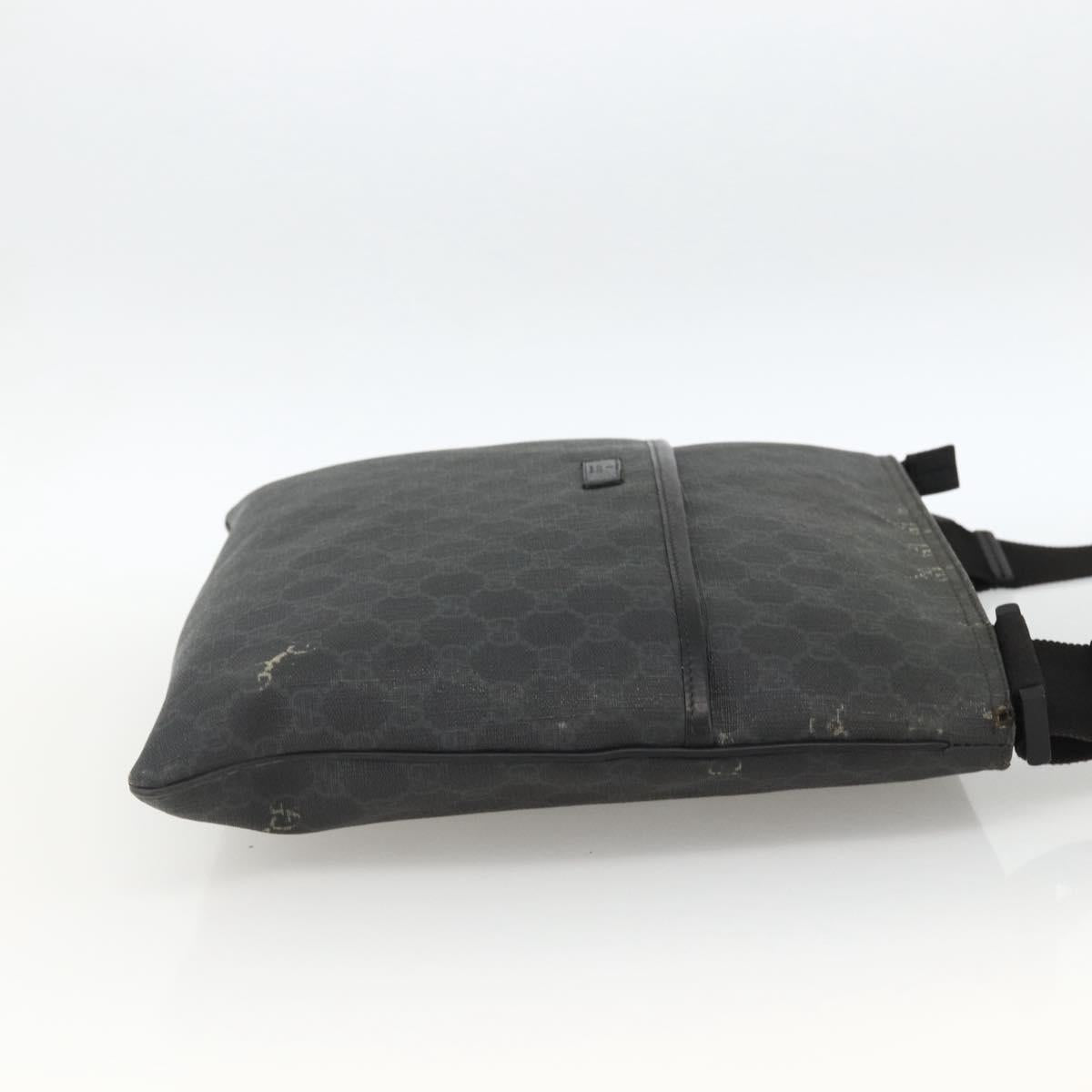 GUCCI GG Supreme Shoulder Bag PVC Black Silver 162904 Auth ka3041