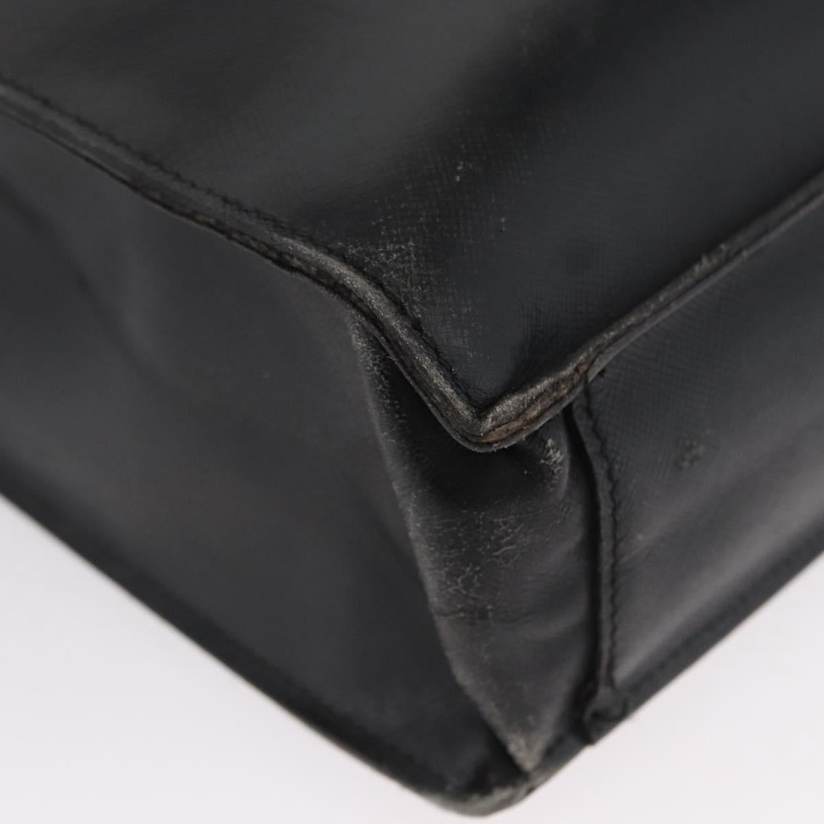 PRADA Business Bag Safiano leather Black Silver Auth ka3042