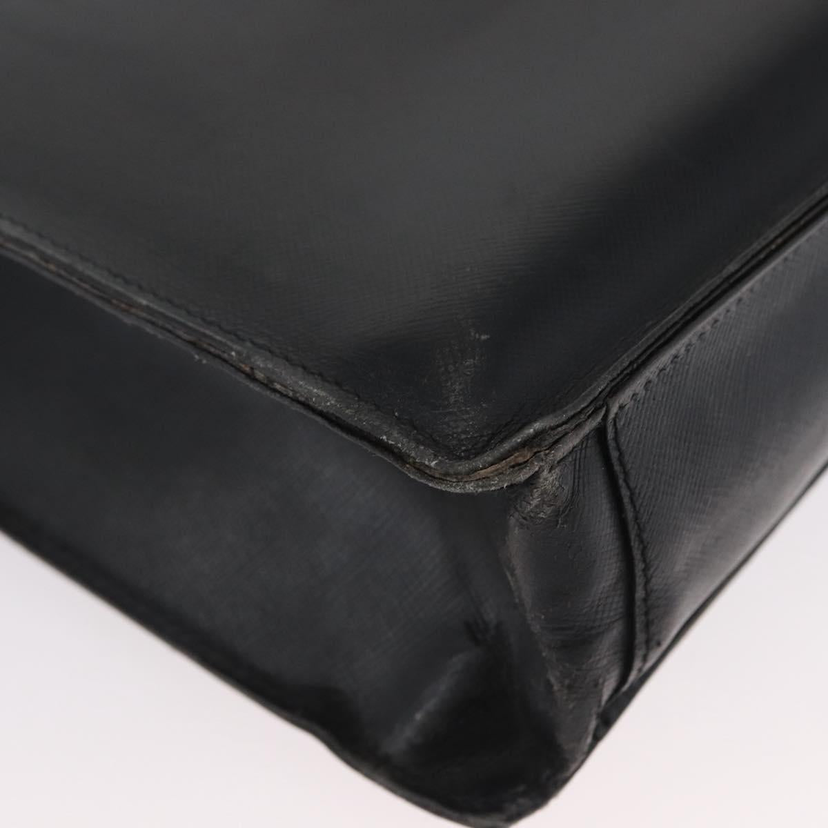 PRADA Business Bag Safiano leather Black Silver Auth ka3042