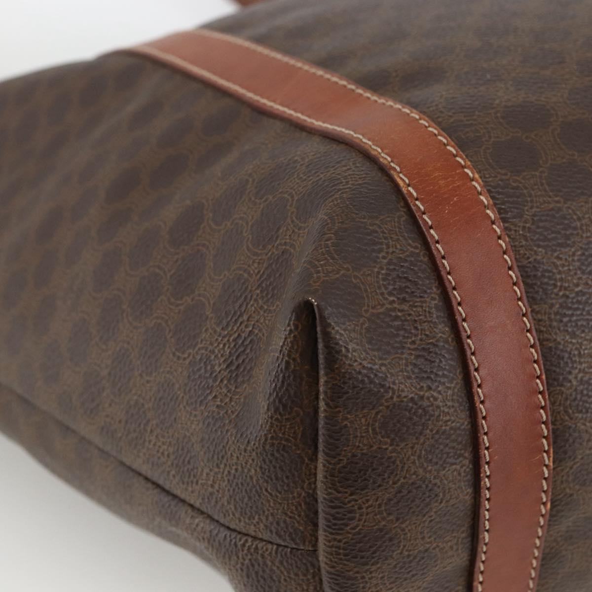 CELINE Macadam Canvas Tote Bag PVC Leather Brown Gold Auth ka3043