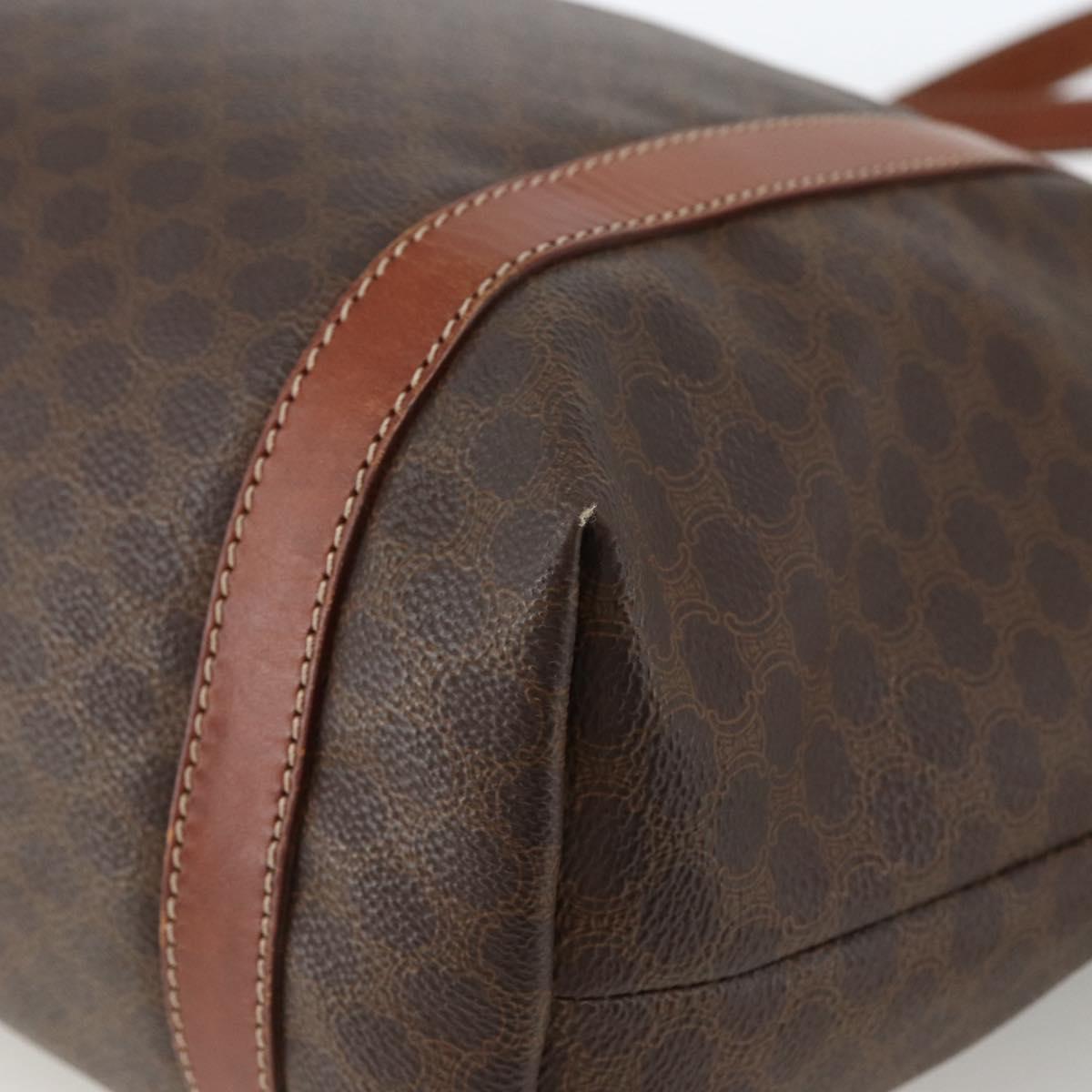 CELINE Macadam Canvas Tote Bag PVC Leather Brown Gold Auth ka3043
