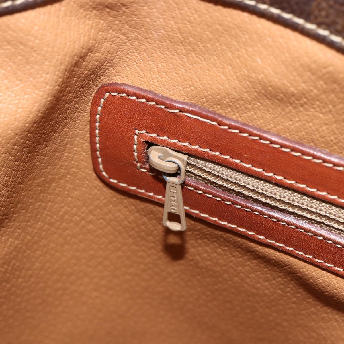 CELINE Macadam Canvas Tote Bag PVC Leather Brown Gold Auth ka3043