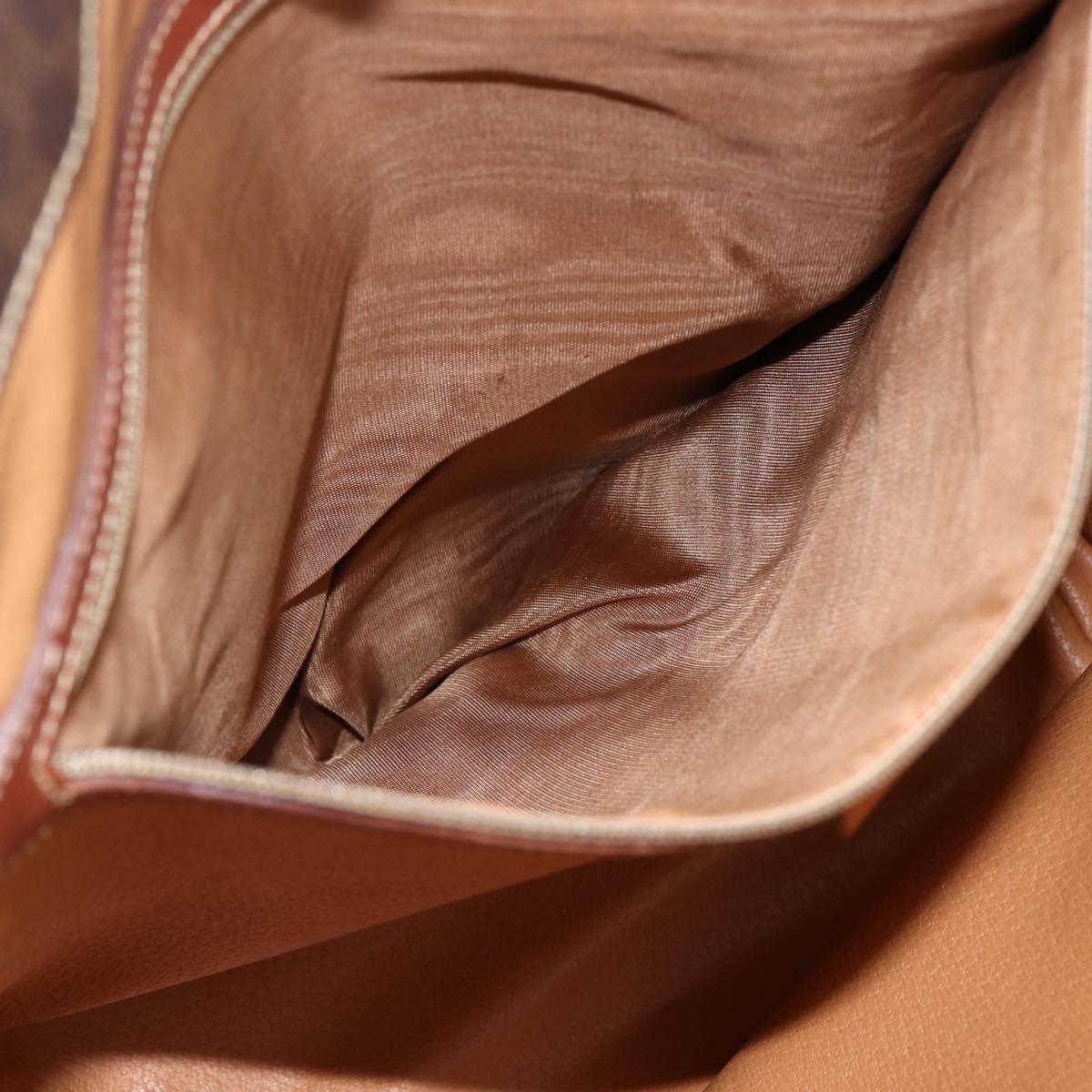 CELINE Macadam Canvas Tote Bag PVC Leather Brown Gold Auth ka3043