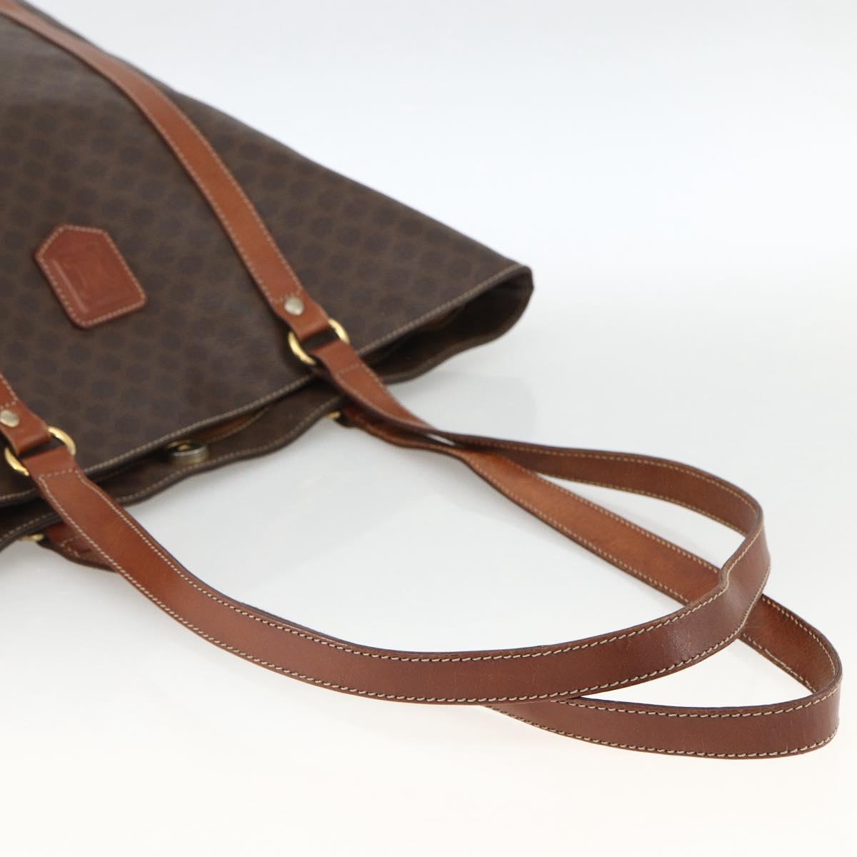 CELINE Macadam Canvas Tote Bag PVC Leather Brown Gold Auth ka3043