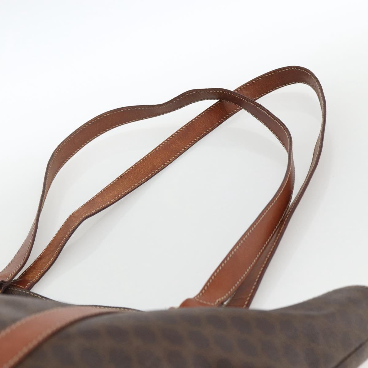 CELINE Macadam Canvas Tote Bag PVC Leather Brown Gold Auth ka3043