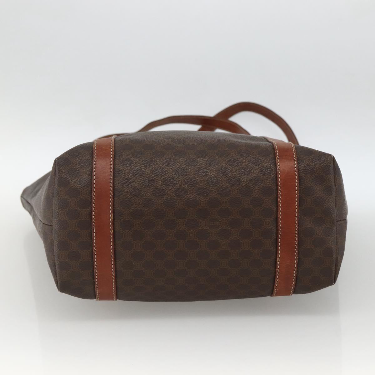 CELINE Macadam Canvas Tote Bag PVC Leather Brown Gold Auth ka3043