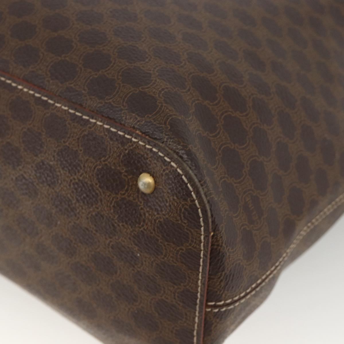 CELINE Macadam Canvas Tote Bag PVC Leather Brown Gold Auth ka3045