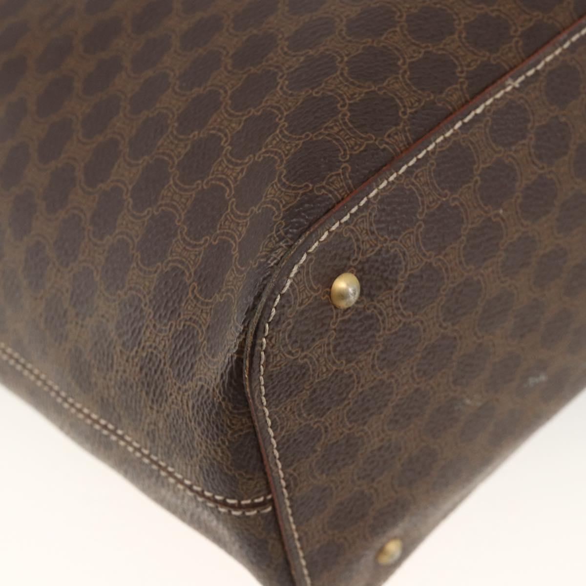 CELINE Macadam Canvas Tote Bag PVC Leather Brown Gold Auth ka3045
