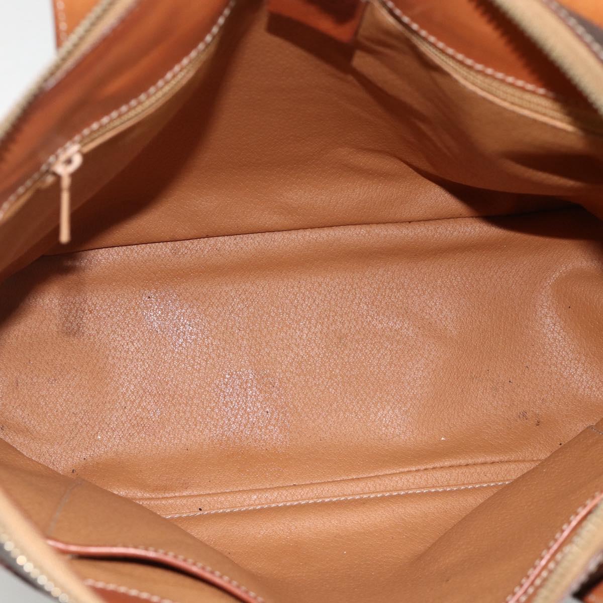 CELINE Macadam Canvas Tote Bag PVC Leather Brown Gold Auth ka3045