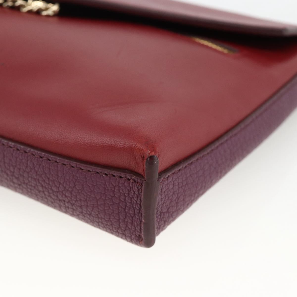 Chloe Chain Shoulder Bag Leather Red Gold Auth ka3046A