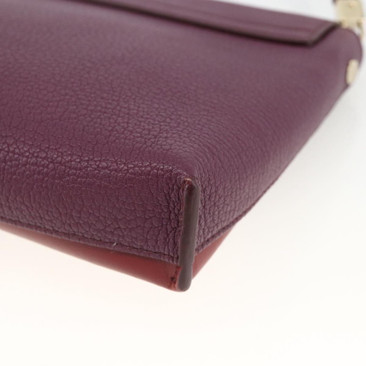 Chloe Chain Shoulder Bag Leather Red Gold Auth ka3046A