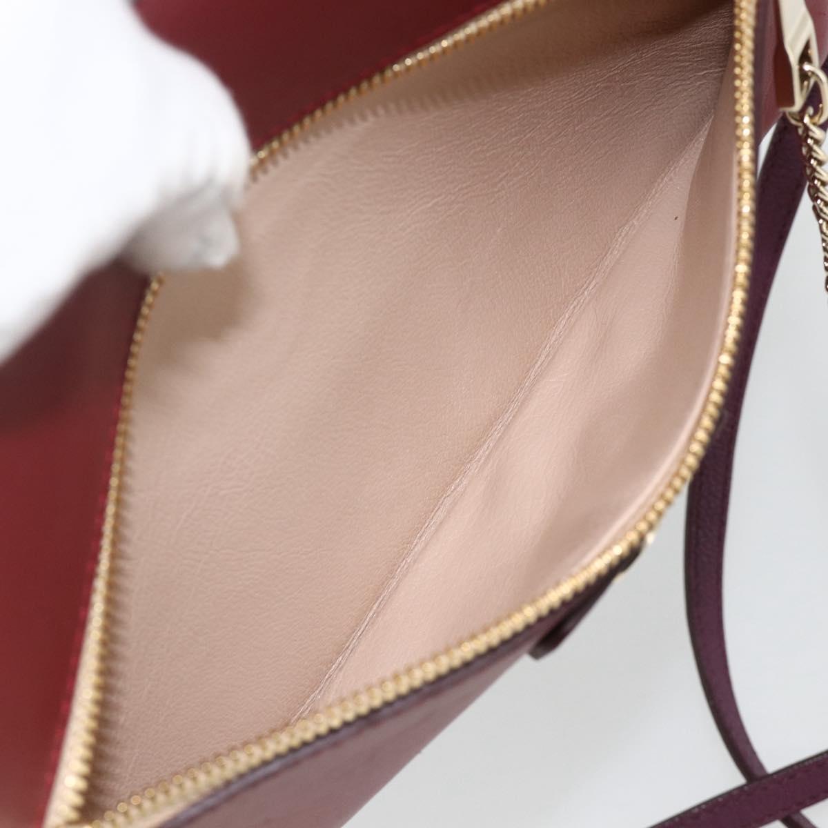 Chloe Chain Shoulder Bag Leather Red Gold Auth ka3046A