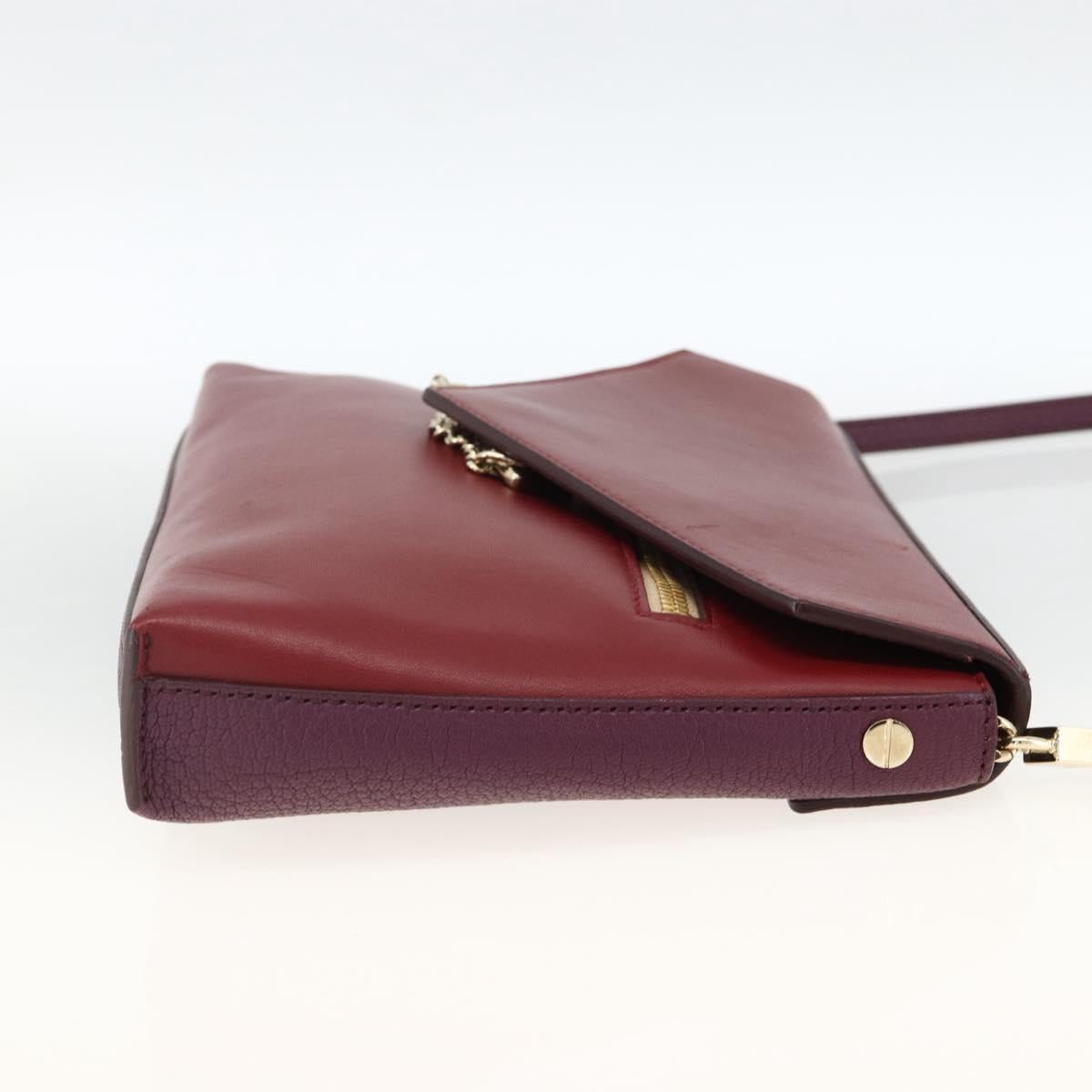 Chloe Chain Shoulder Bag Leather Red Gold Auth ka3046A