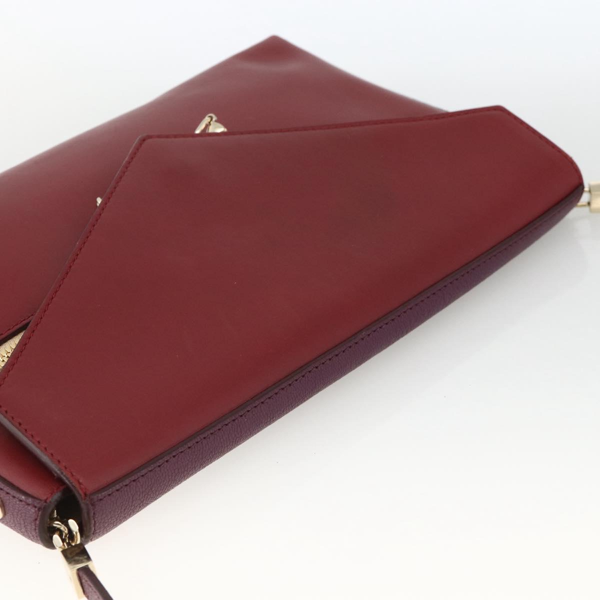 Chloe Chain Shoulder Bag Leather Red Gold Auth ka3046A