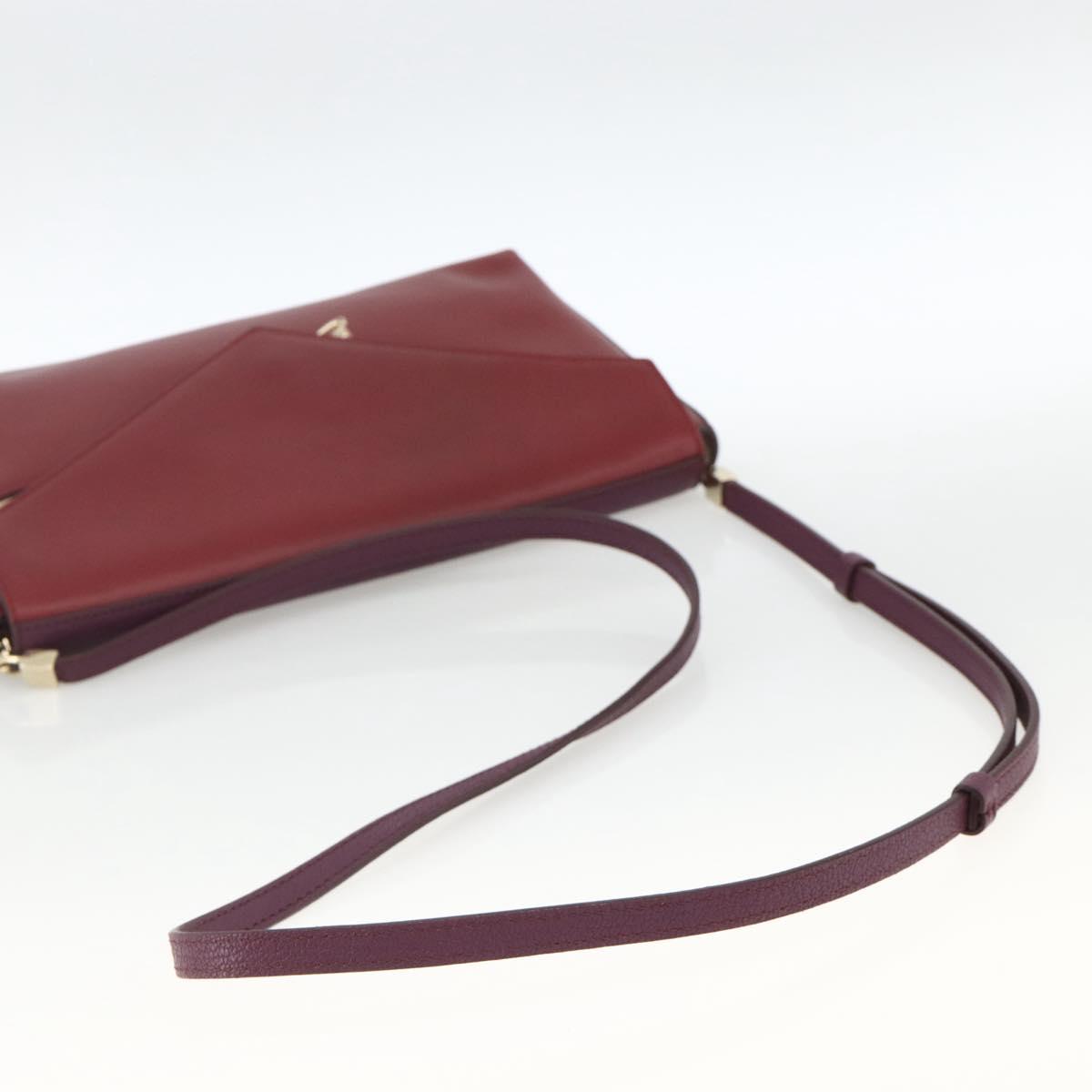 Chloe Chain Shoulder Bag Leather Red Gold Auth ka3046A
