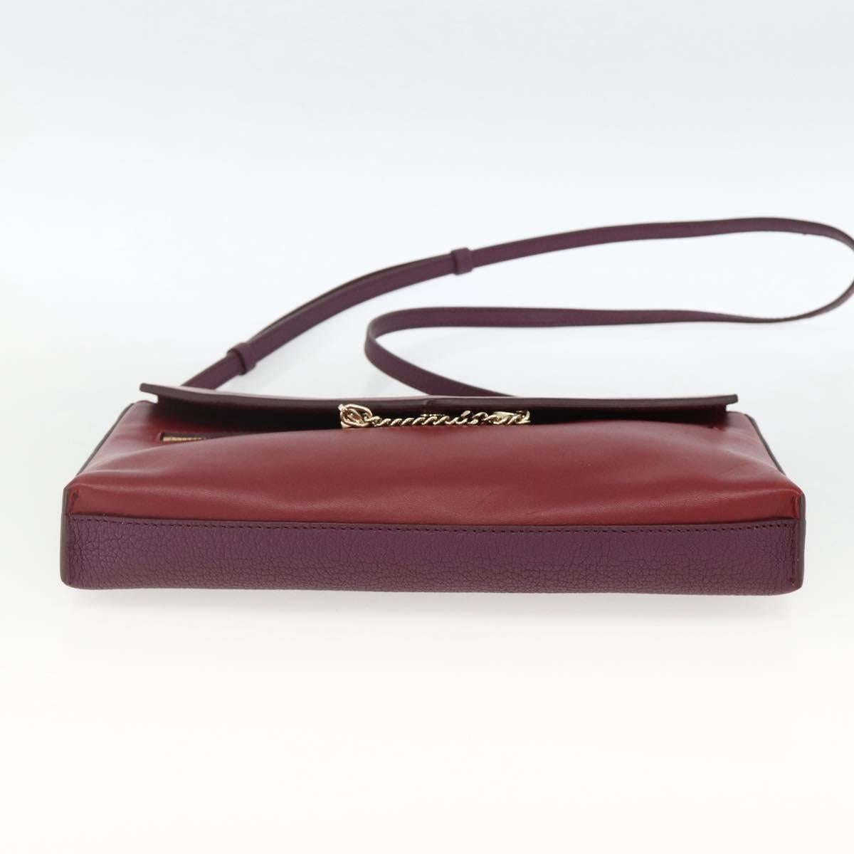 Chloe Chain Shoulder Bag Leather Red Gold Auth ka3046A