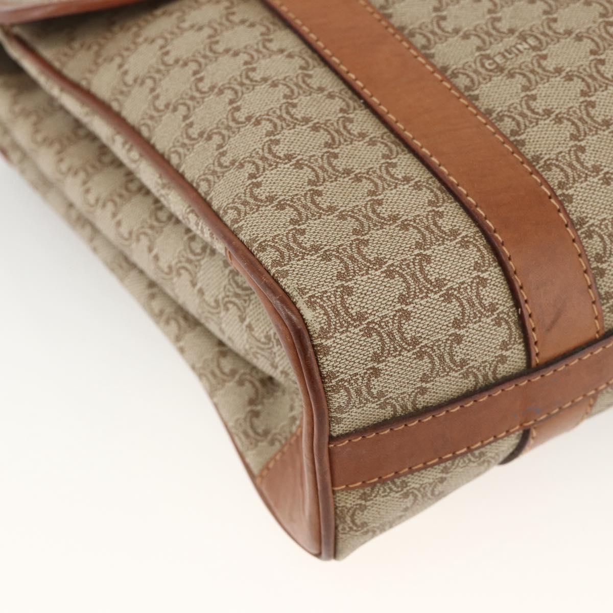 CELINE Macadam Canvas Hand Bag PVC Beige Gold Auth ka3048