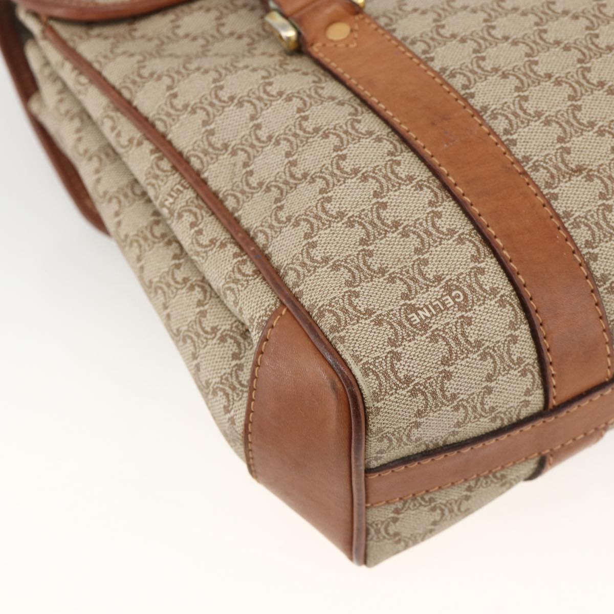 CELINE Macadam Canvas Hand Bag PVC Beige Gold Auth ka3048