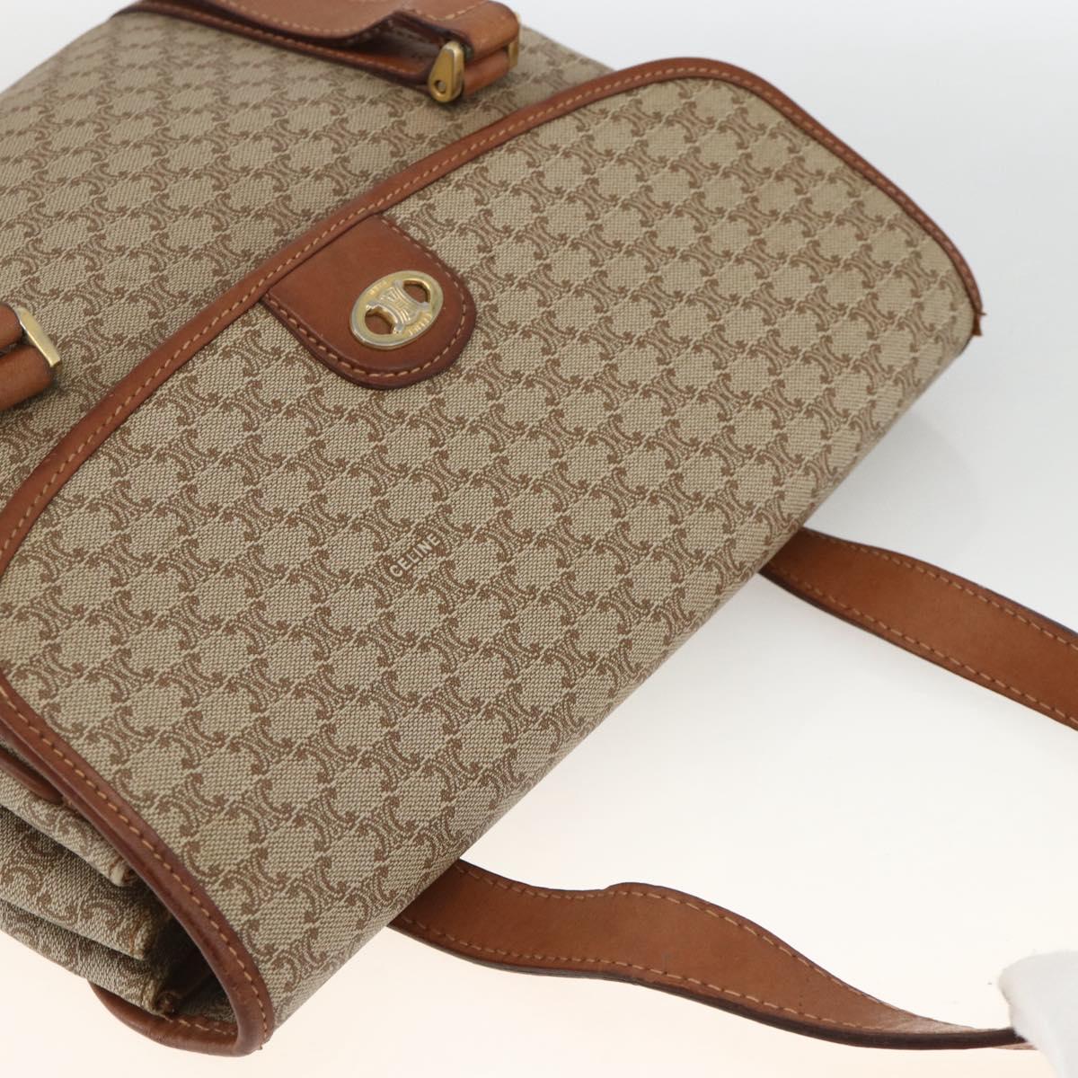 CELINE Macadam Canvas Hand Bag PVC Beige Gold Auth ka3048