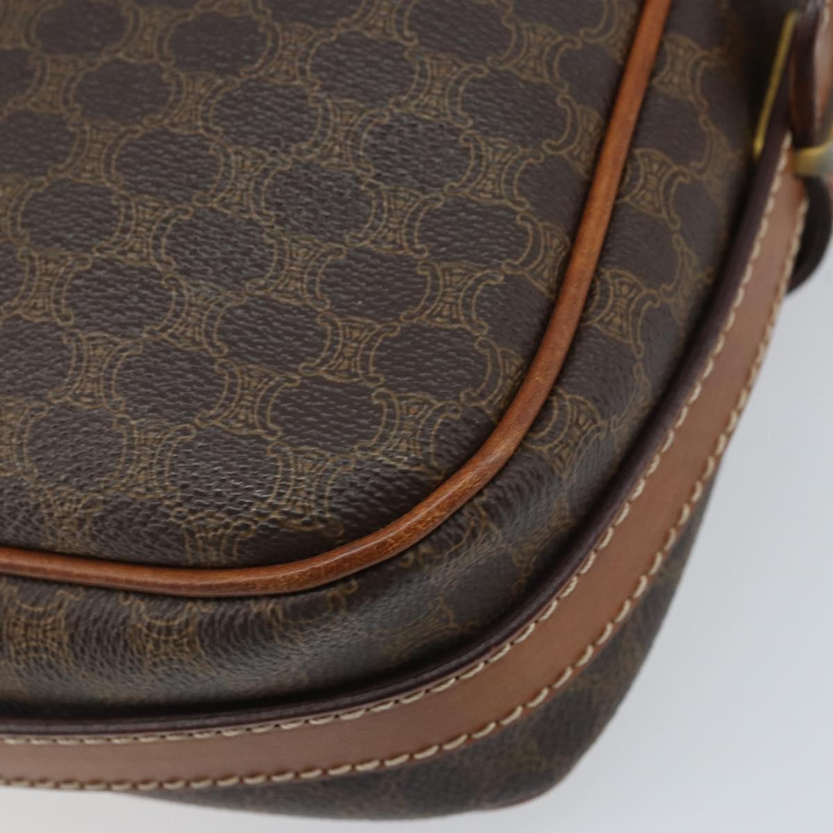 CELINE Macadam Canvas Shoulder Bag PVC Leather Brown Gold Auth ka3049