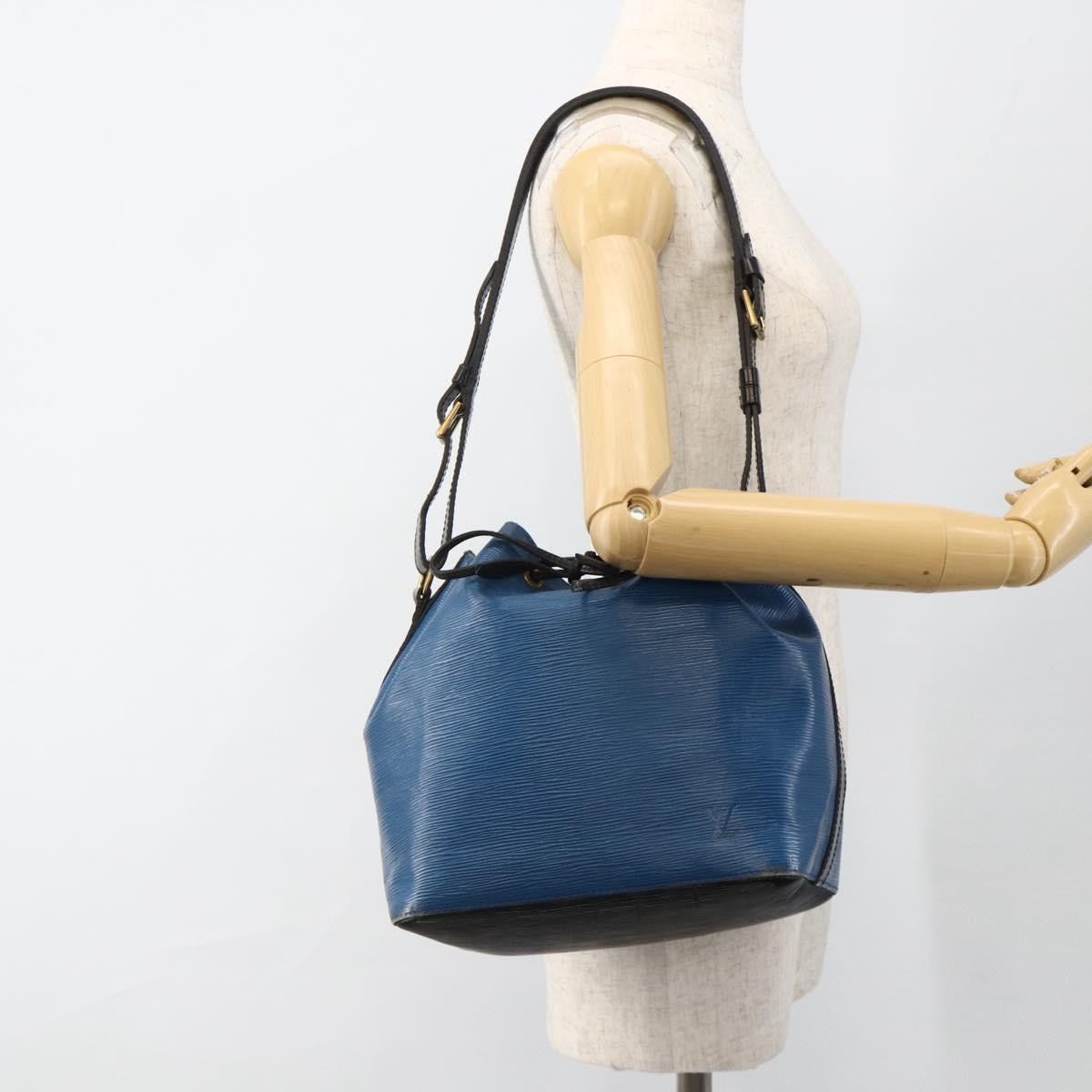 LOUIS VUITTON Epi Petit Noe Shoulder Bag Bicolor Black Blue M44152 Auth ka3051