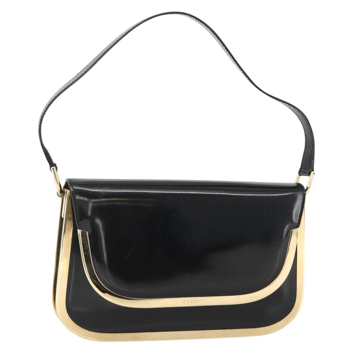 GUCCI Shoulder Bag Patent leather Black Gold 001 2058 1764 0 Auth ka3052