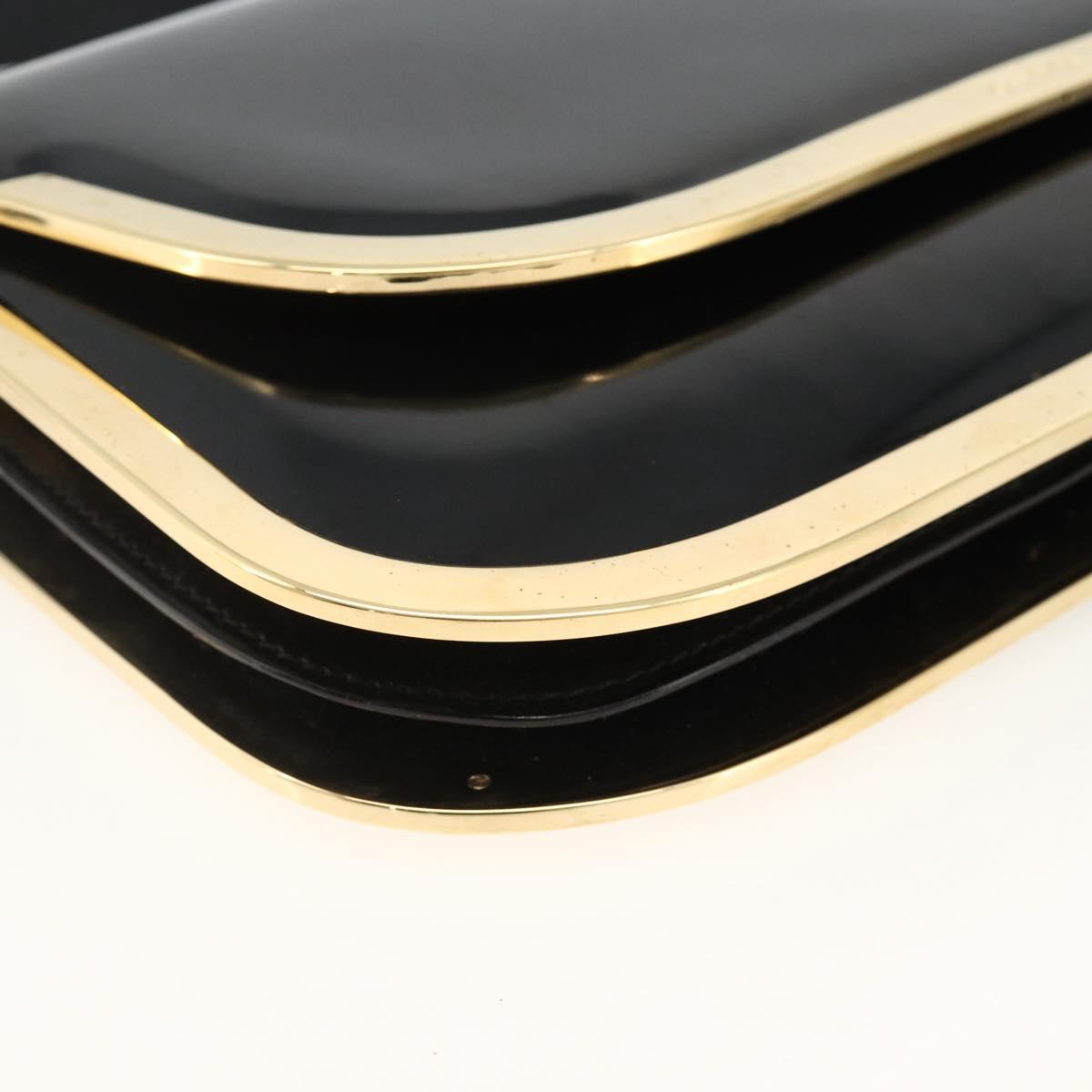GUCCI Shoulder Bag Patent leather Black Gold 001 2058 1764 0 Auth ka3052