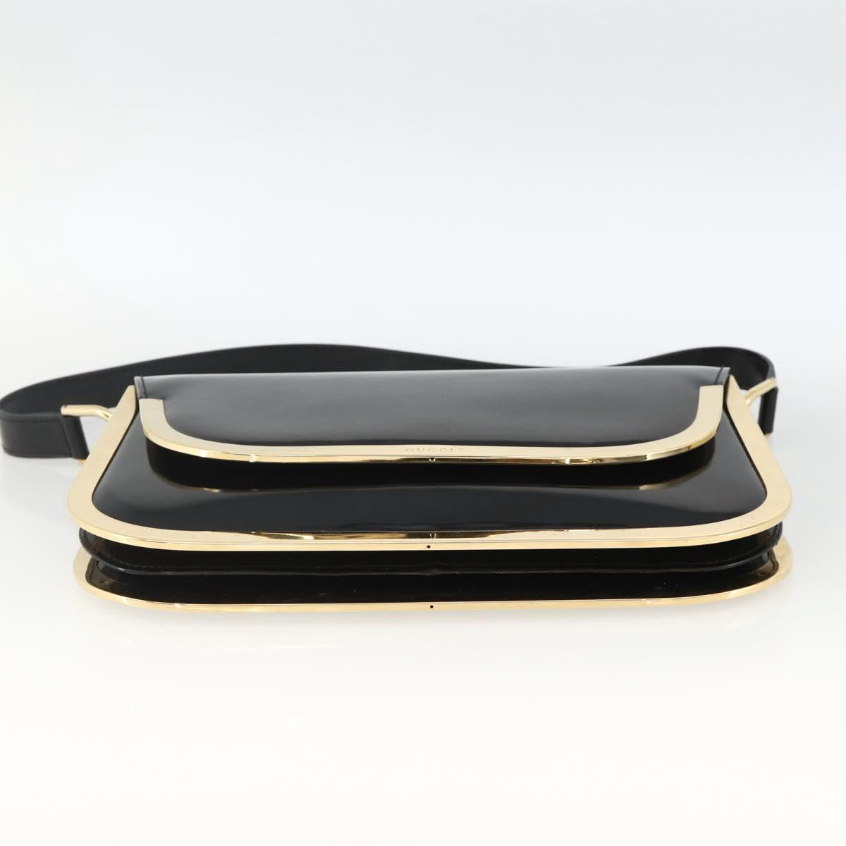 GUCCI Shoulder Bag Patent leather Black Gold 001 2058 1764 0 Auth ka3052